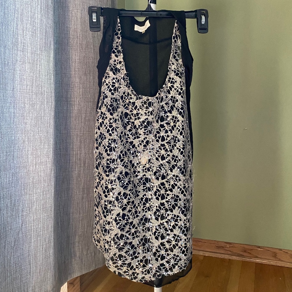 Sugarlips Black Sequin Valencia Top with Waterfall back. S